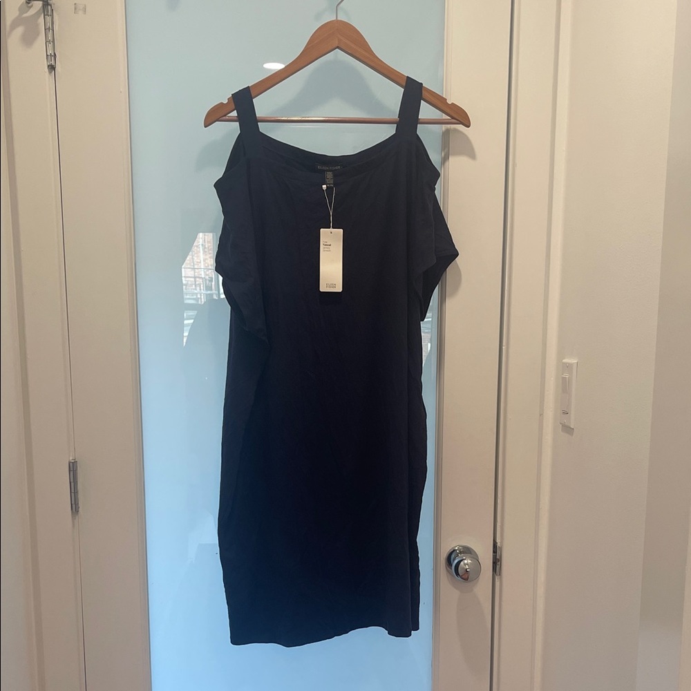 Eileen Fisher Navy Cold Shoulder Dress